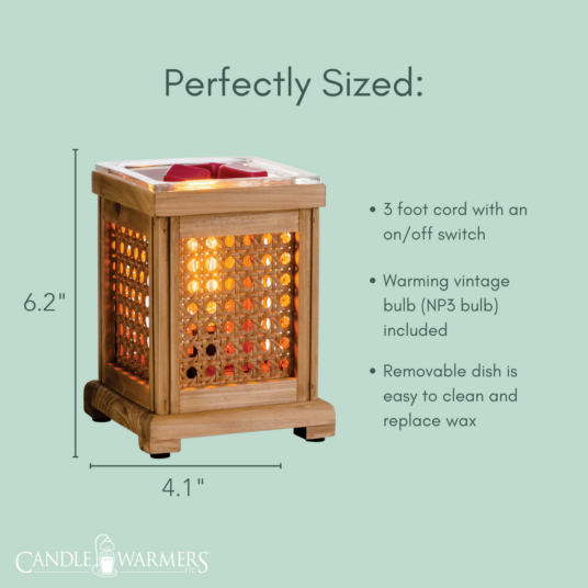 Wood & Cane Vintage Style Bulb Wax Warmer