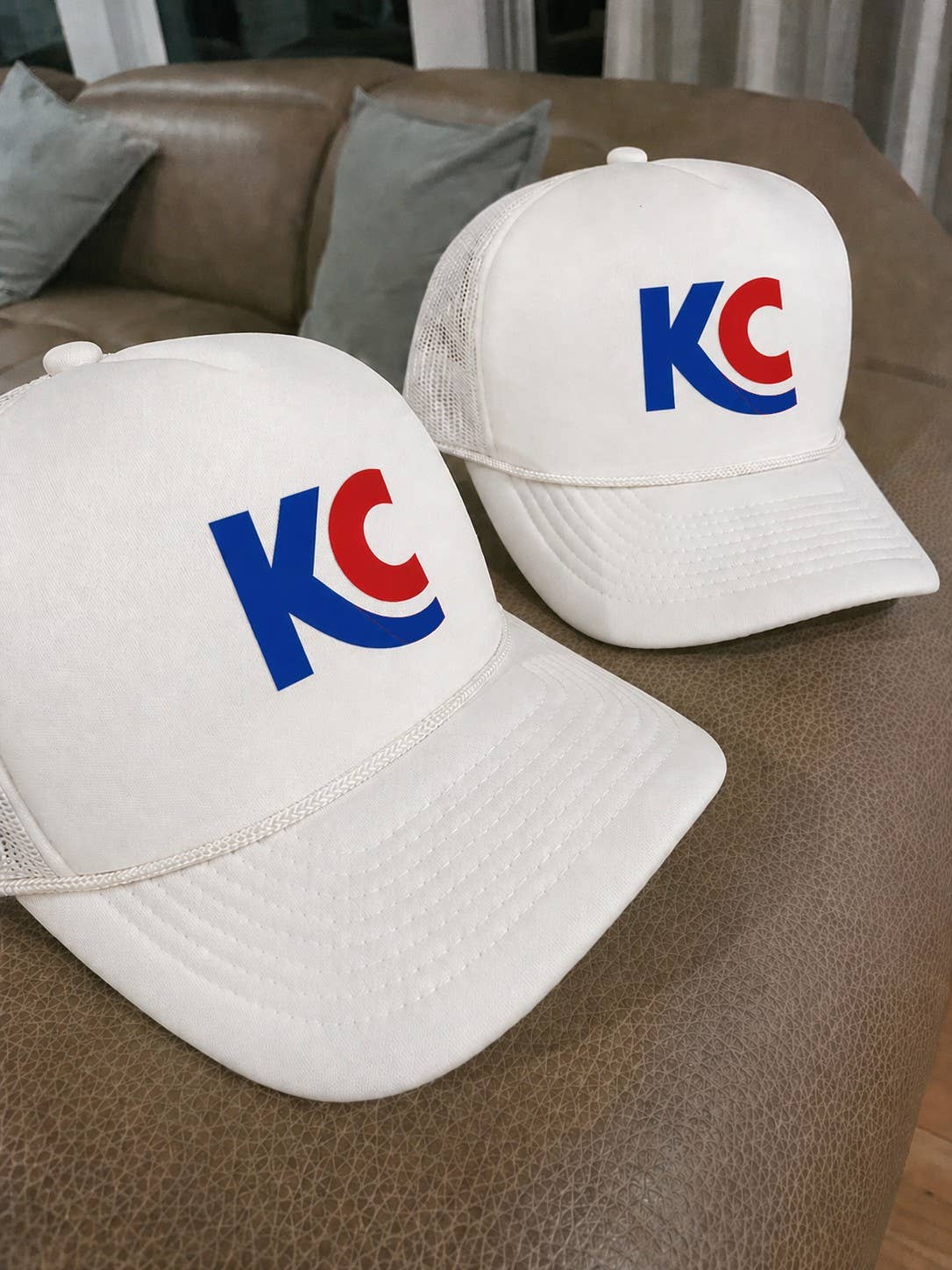 Red & Blue Kansas City KC Rope Trucker Hats - World Cup Colors