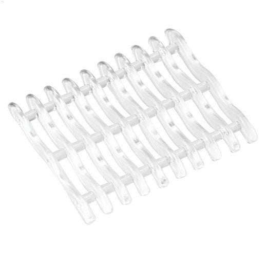 Clear plastic comb on a white background