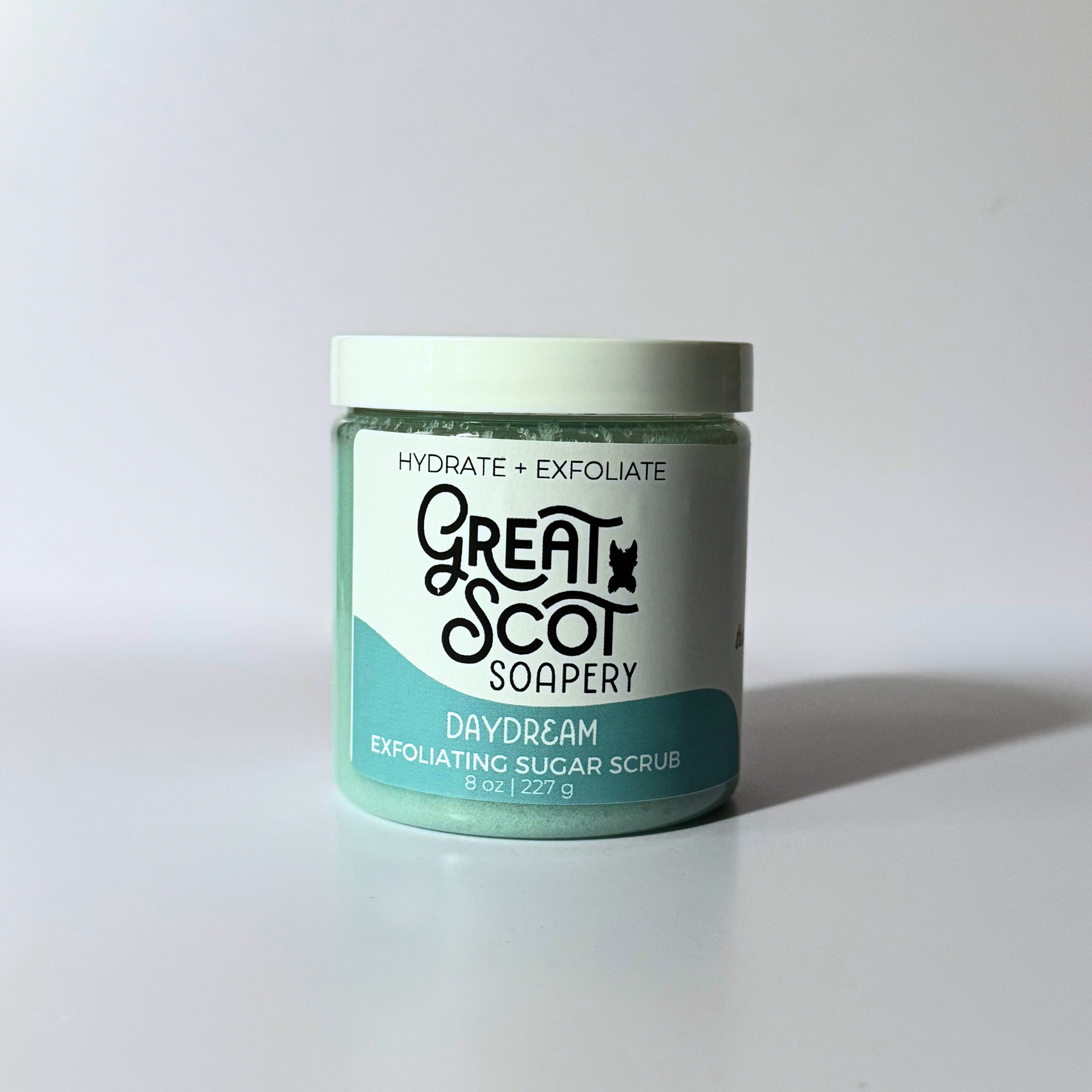 Jar of Great Scot Soapery Daydream Exfoliating Sugar Scrub on a white background