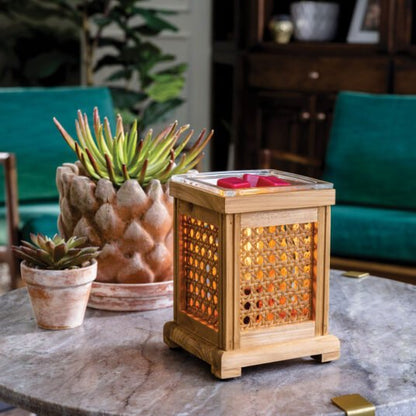 Wood & Cane Vintage Style Bulb Wax Warmer - Greatscotsoapery
